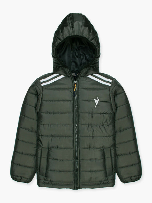 Olive Velvour Puffer Jacket-VJ40-A