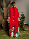 Hussain Rehar Luxury Pret Eid'23 Raw Silk Embellished Stitched 3-Piece Suit-Rose