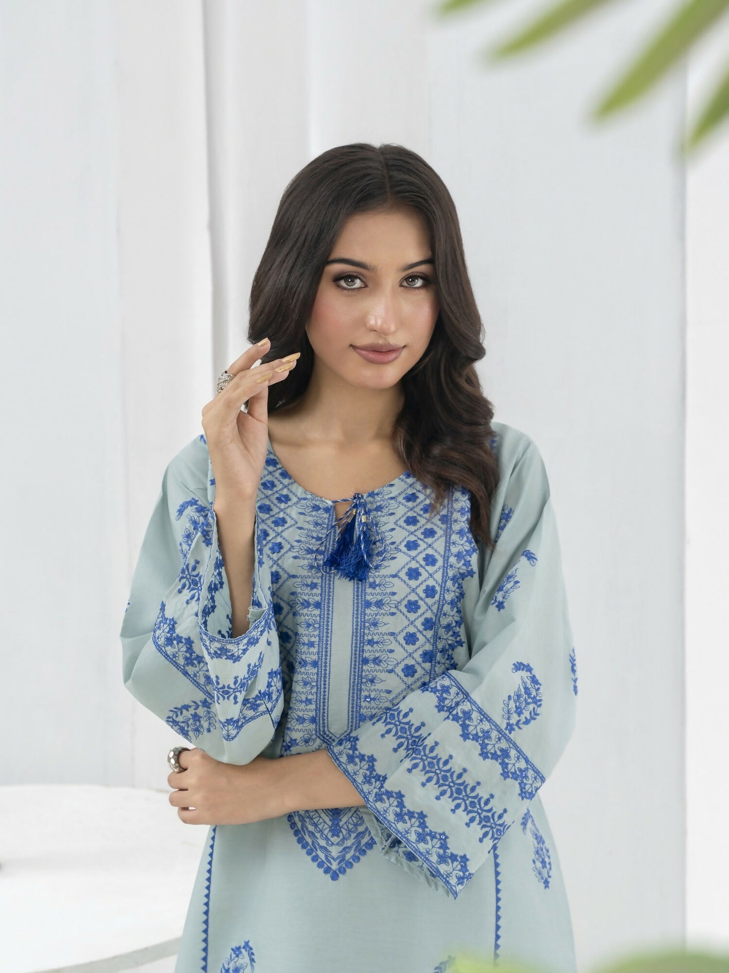 Stylish Collection Cotton Embroidered Stitched 2-Piece Suit-Jugnu Ferozi