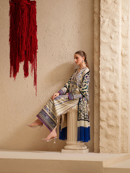 Binilyas Saqqara Kotrai Embroidered Stitched 3-Piece Suit-165-B