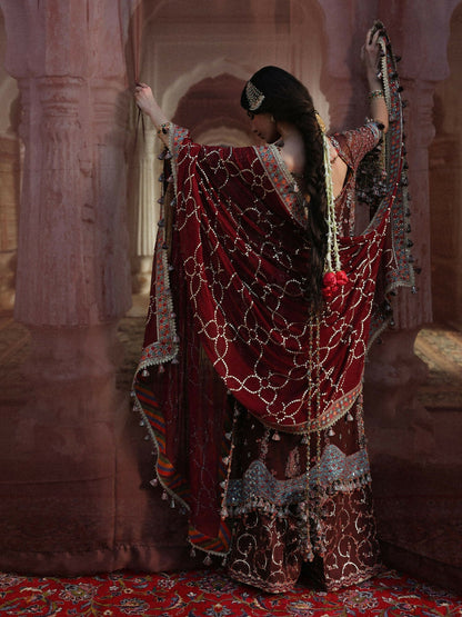 Hussain Rehar Festive Unstitched'26 Chiffon Embroidered 3-Piece Suit-Apsara