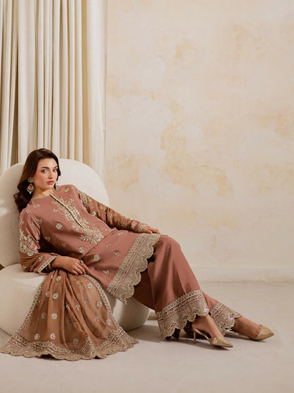 Allure By IH Luxury Pret Raw Silk Embellished Stitched 3-Piece Suit-Naghma