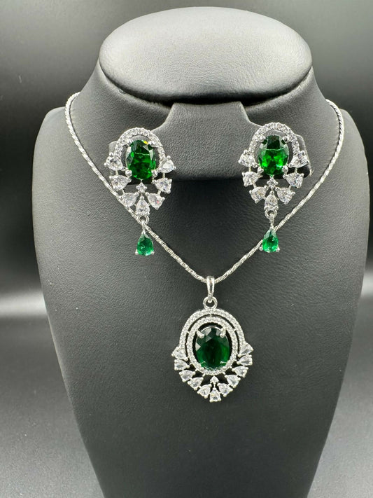 H&A Jewellery One Carat Silver Rhodium Plated Jewellery Set