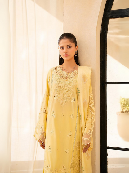 RajBari Jahaan Premium Festive Lawn Embroidered Unstitched 3-Piece Suit-ORIYA 6-A