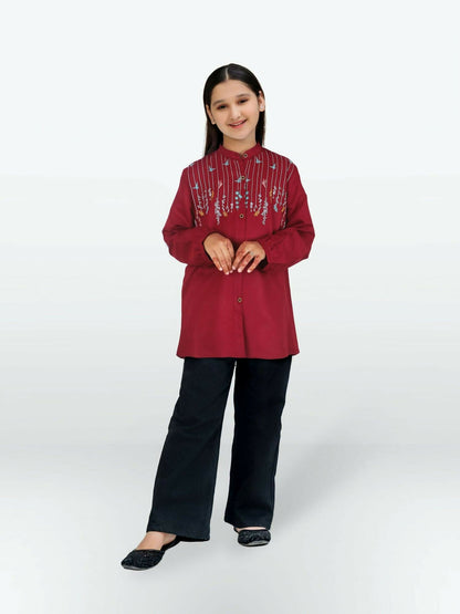 Velvour Girls Cotton Embroidered Stitched Tunic-VG122-C