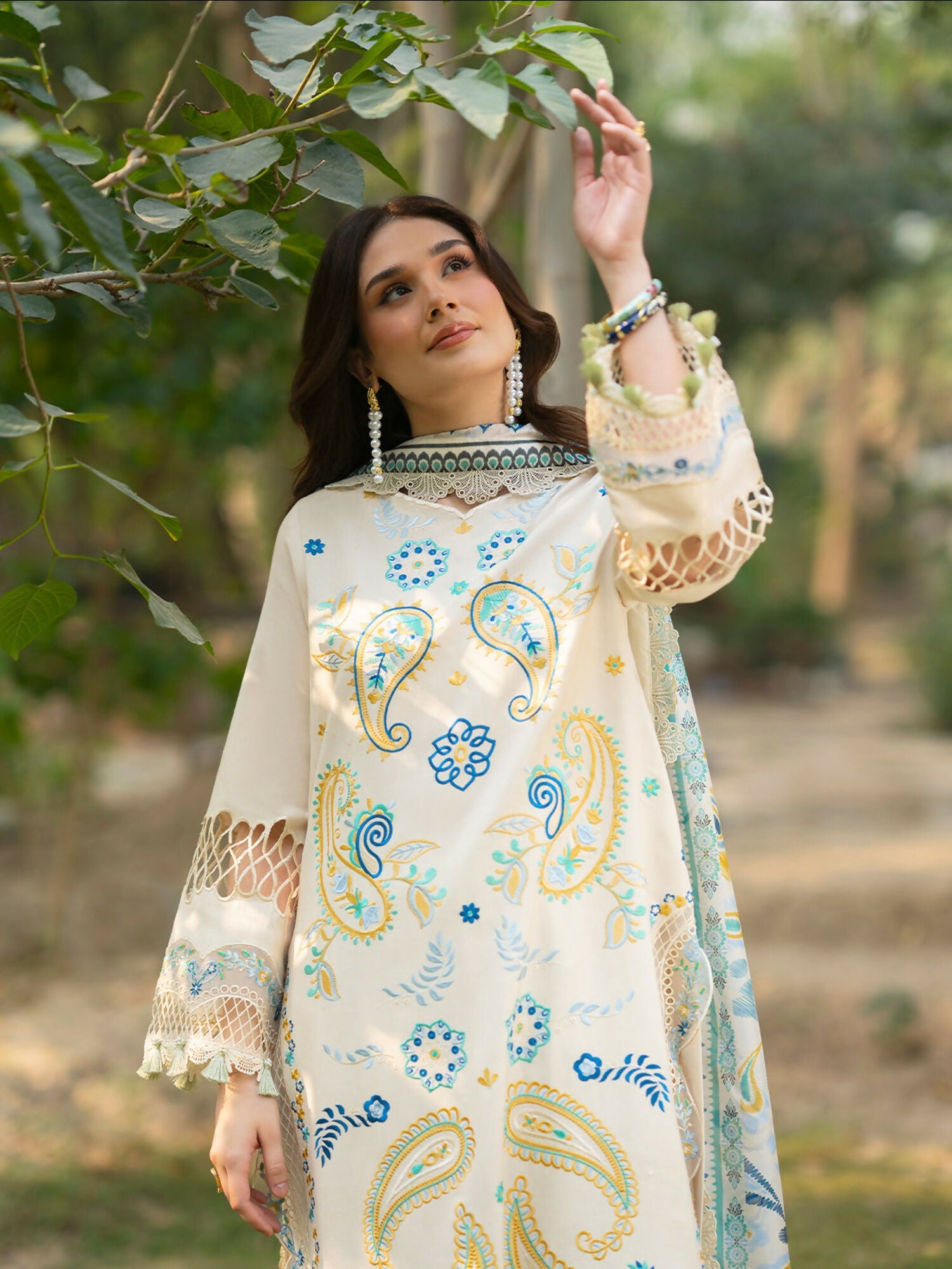 Mahnur Angan Lawn'26 Embroidered Stitched 3-Piece Suit-AN-005