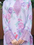 Panache Apparel Raw Silk Embroidered Stitched Suit-Lavender Bloom