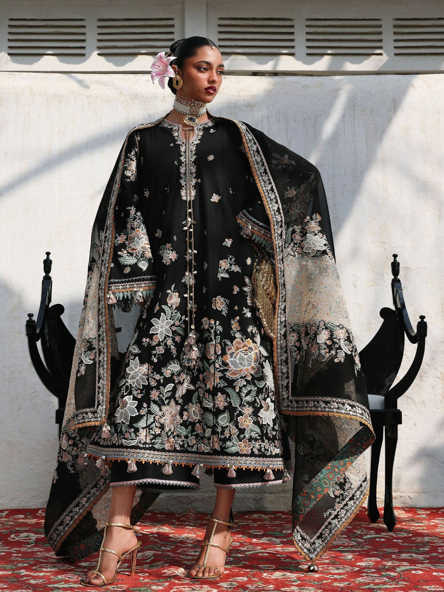 Hussain Rehar Luxury Lawn'26 Eid Edit Embroidered Unstitched 3-Piece Suit-Sable