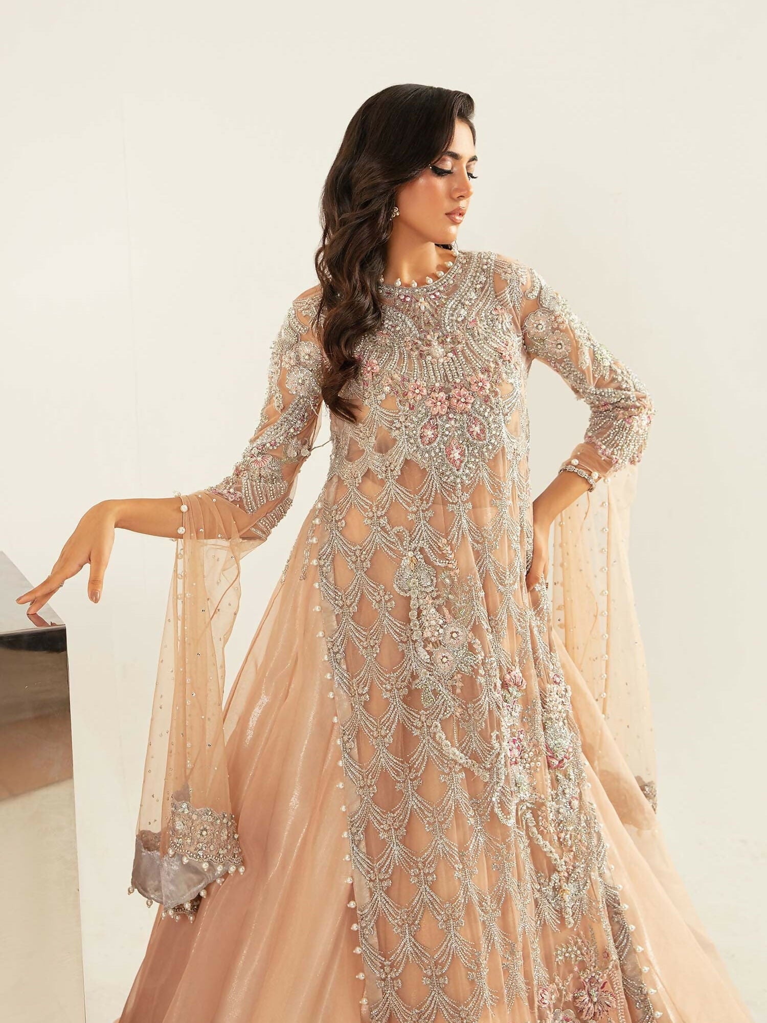 Shiza Hassan Aurora Formals Net Embellished Stitched 2-Piece Suit-Florian