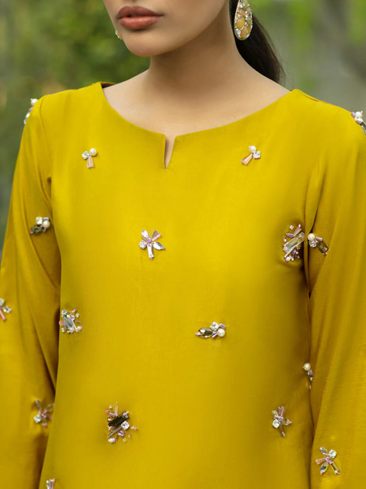 Allure By IH Raw Silk Embellished Stitched 3-Piece Suit-Sublime