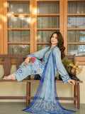 Panache Apparel Mah-e-Noor Intermix Rawsilk Printed Stitched Suit-Frost Blue