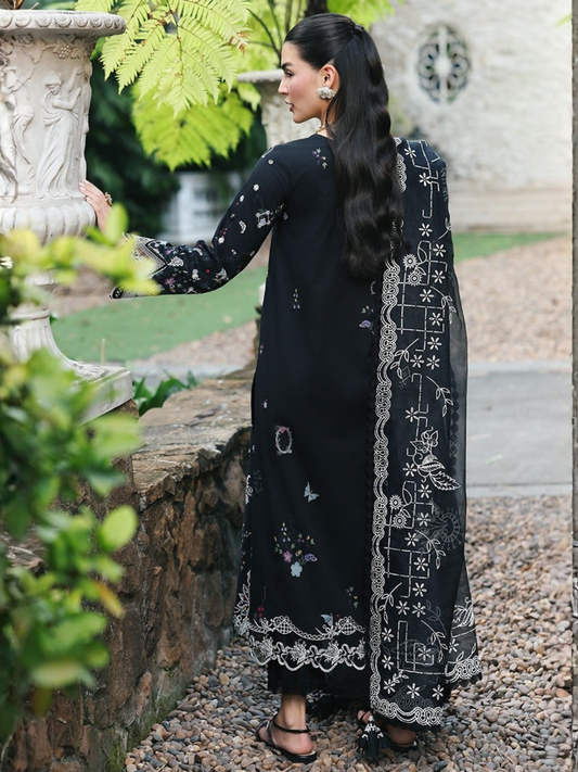 Qalamkar Qline Lawn Drop-1 Embroidered Unstitched 3-Piece Suit-RP-07-Obsidian
