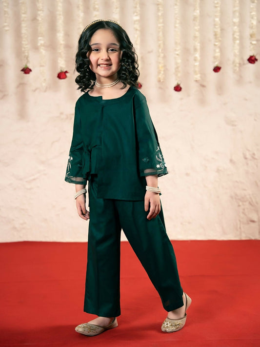 Velvour Girls Cotton Embroidered Co-Ord Set-VG174-A