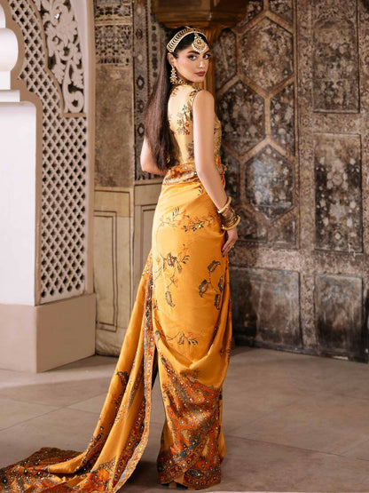 Shiza Hassan Shehnai Blended Silk Embellished Stitched Saree-Amavi