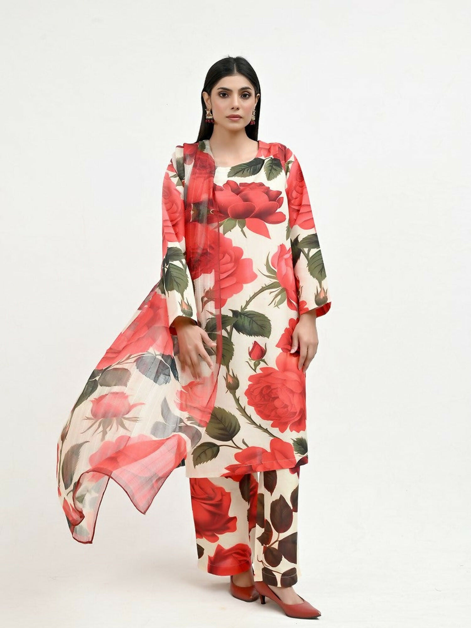 Imran Aftab Valentine's Day Raw Silk Printed Unstitched 3-Piece Suit-IAVD 03
