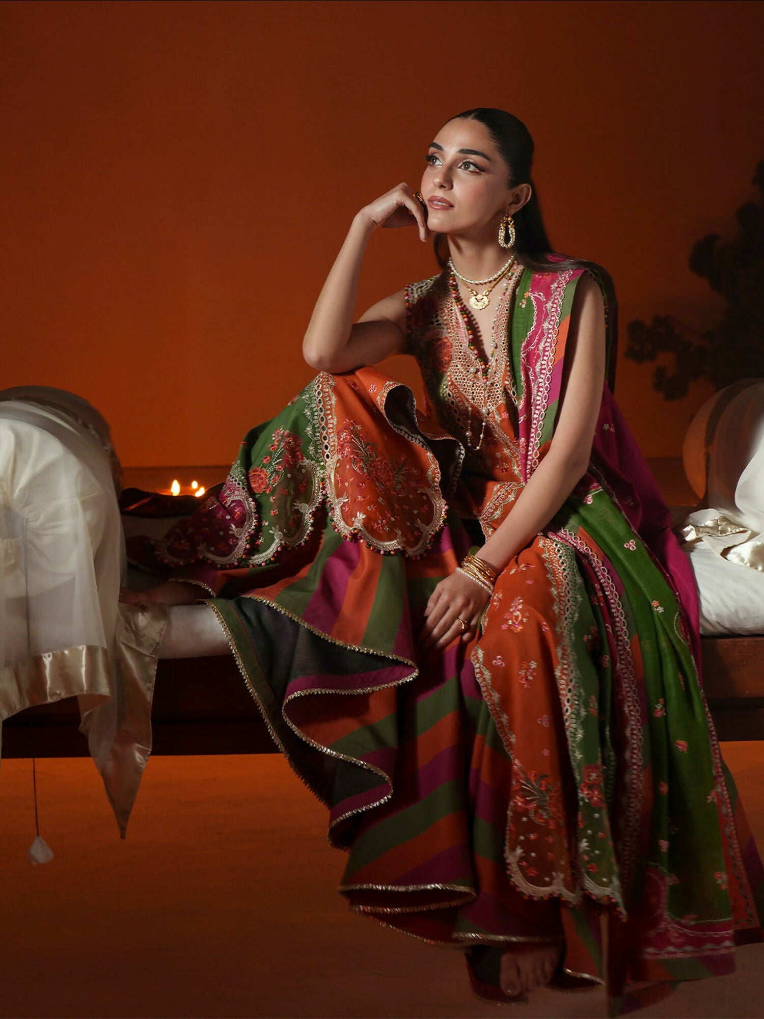 Binilyas Mashriq Luxury Lawn'26 Embroidered Unstitched 3-Piece Suit-D-114-B