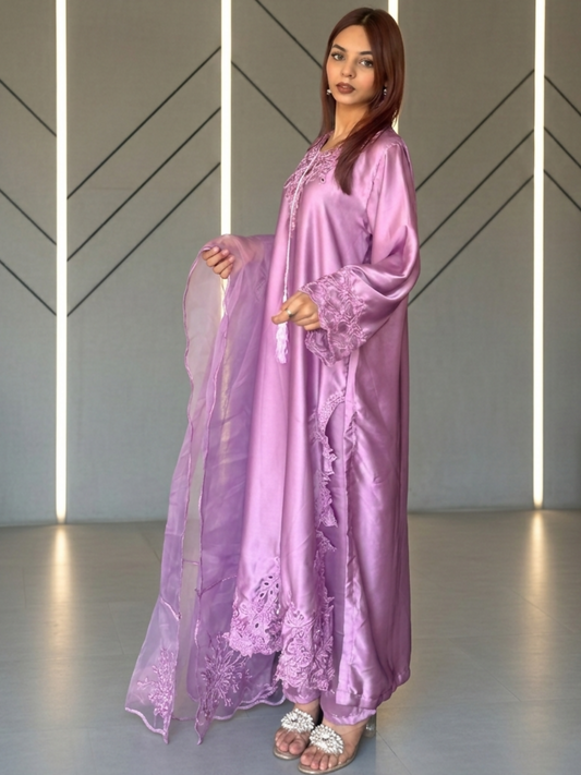 Savarna Silk Embroidered Stitched 3-Piece Suit