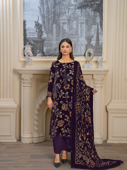Noori Palachi Embossed Printed Unstitched 3-Piece Suit