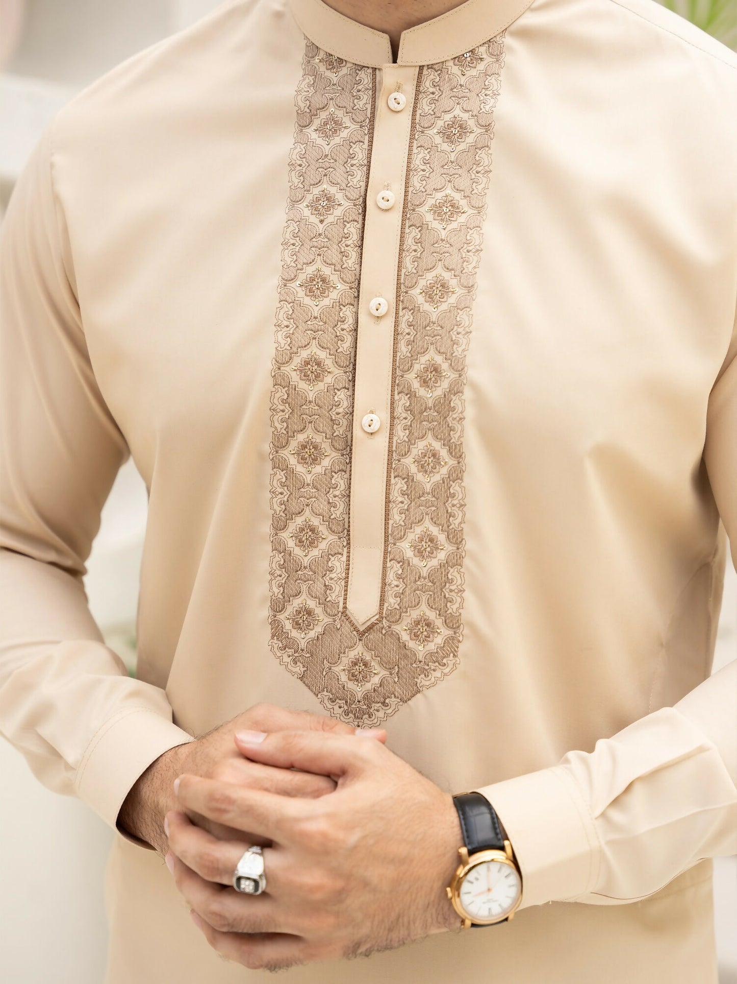 Fabrich Men Wash & Wear Embroidered Unstitched Shalwar Kameez-Whip