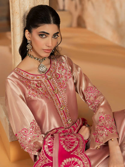 Shurooq Kanpur 1912 Tissue Embellished Stitched 3-Piece Suit-Sukhan