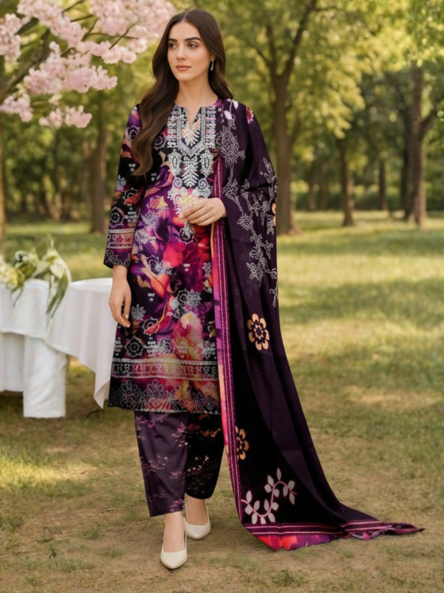 Blush & Bloom Aira Lawn Embroidered Unstitched 3-Piece Suit-07