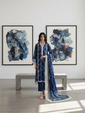 Mausummery Linen Printed Unstitched 3-Piece Suit-Sapphire