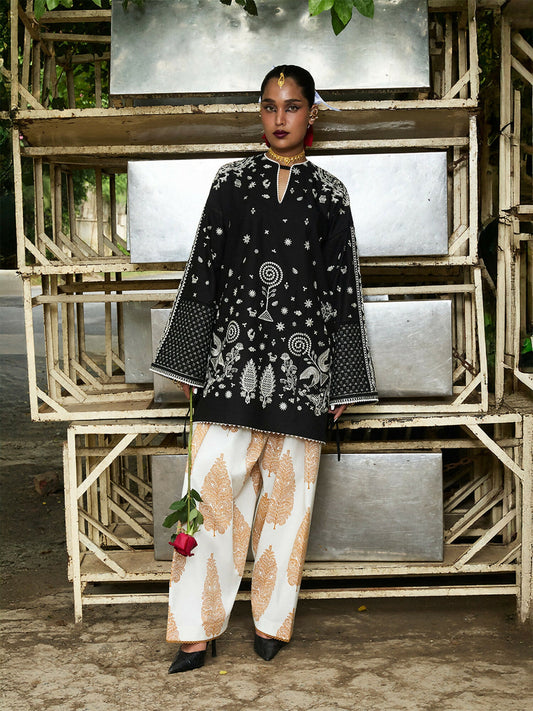 Jugnu By Hussain Rehar Mono 2025 Edit IV Cotton Embroidered Stitched 2-Piece Suit-Denali
