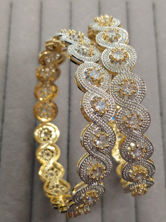 H&A Jewellery dual tone silver rhodium-plated karay with semi-precious stones in an intricate design.