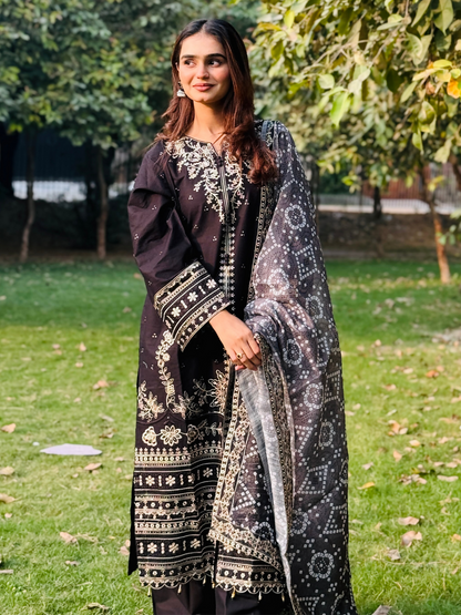 Siraphina Winter Cotton Embroidered Stitched 3-Piece Suit