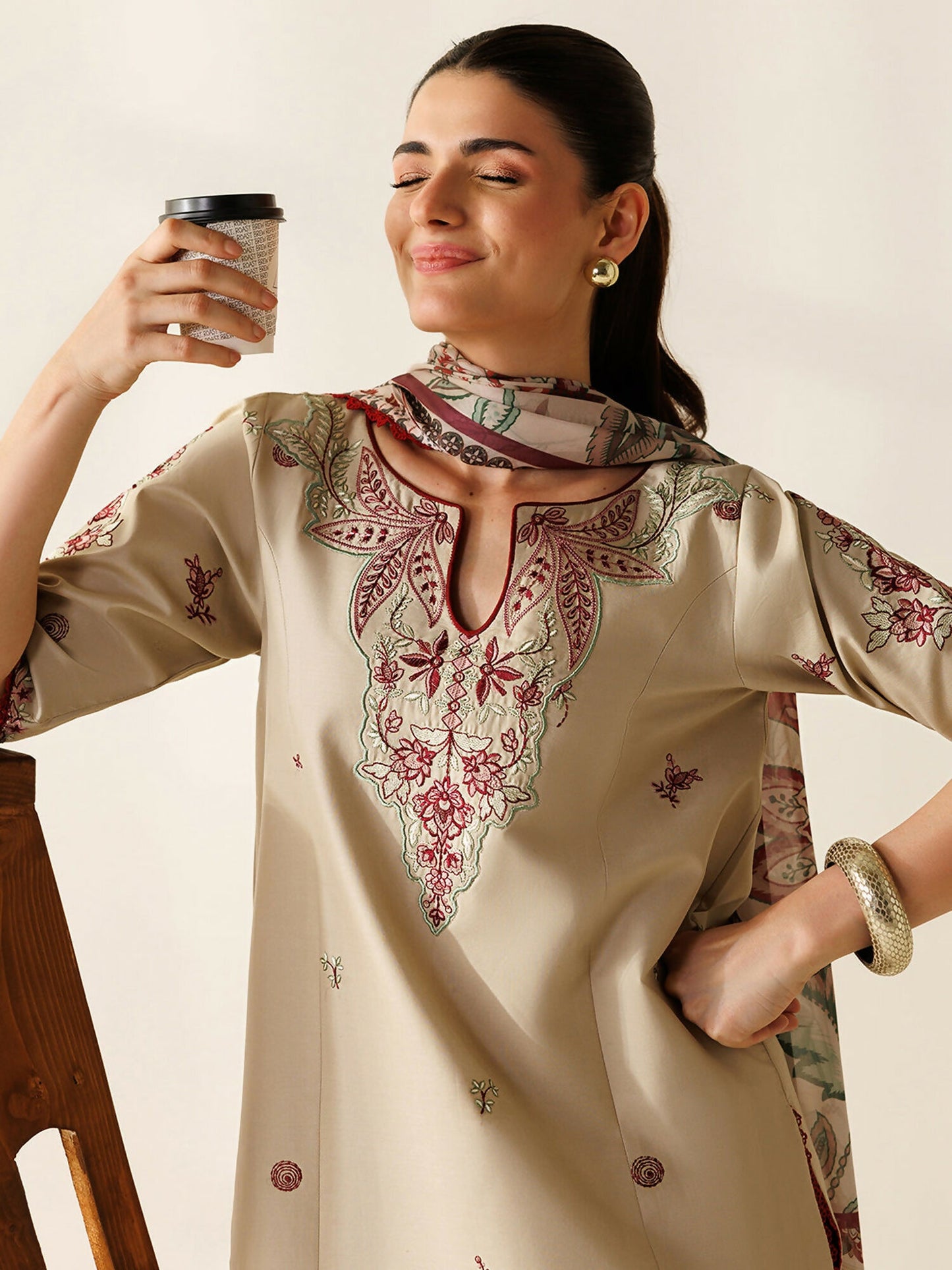 Panache Apparel Mistfall Vol II Cotton Embroidered Stitched Suit-Liora