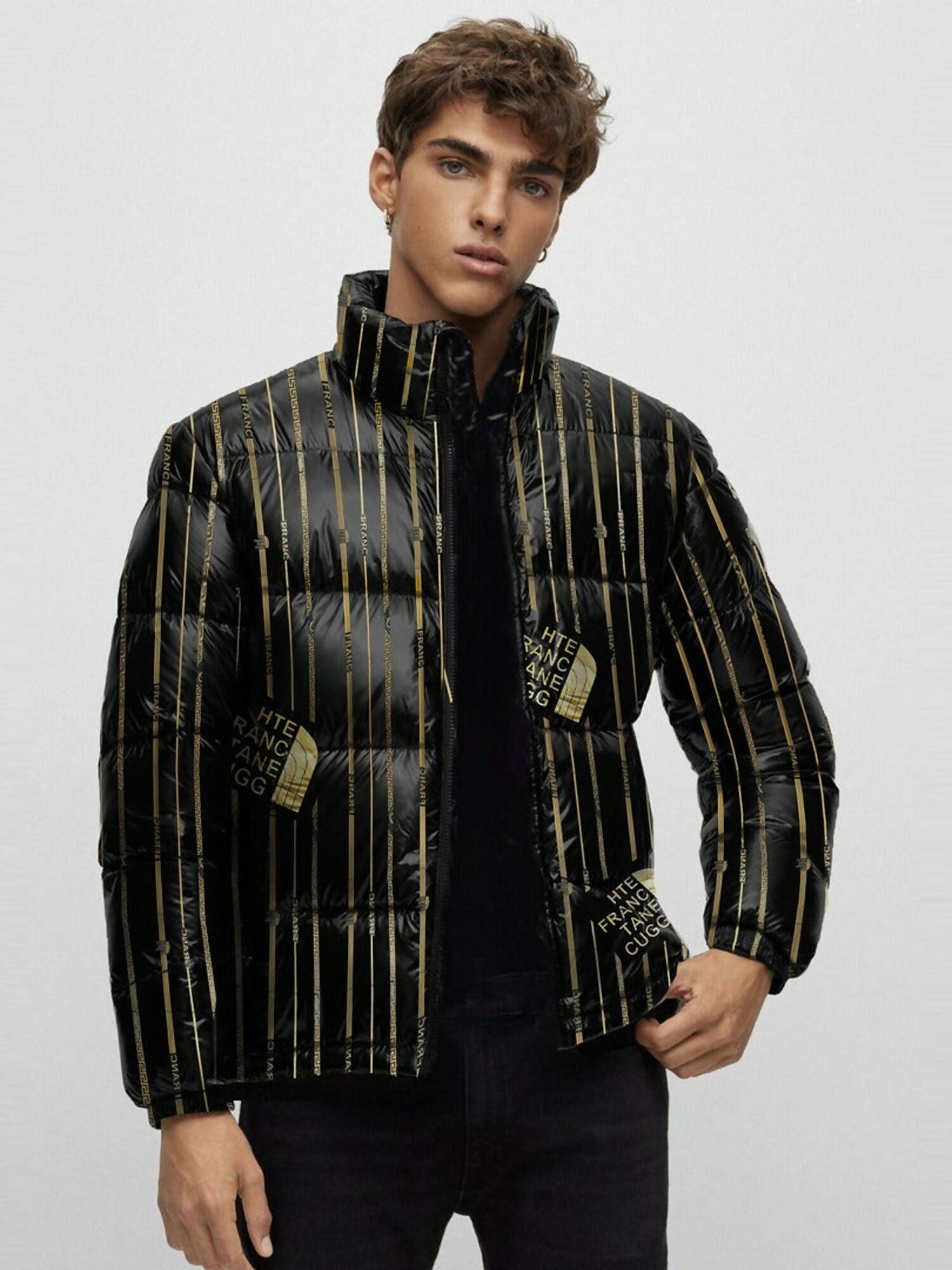 Funky Imported Prestige Gloss Shine Heavy Padded Puffer Jacket for Men – glossy finish, heavy insulation, water repellent, snow repellent, wind blocker, made from 100% micro synthetic polyester.