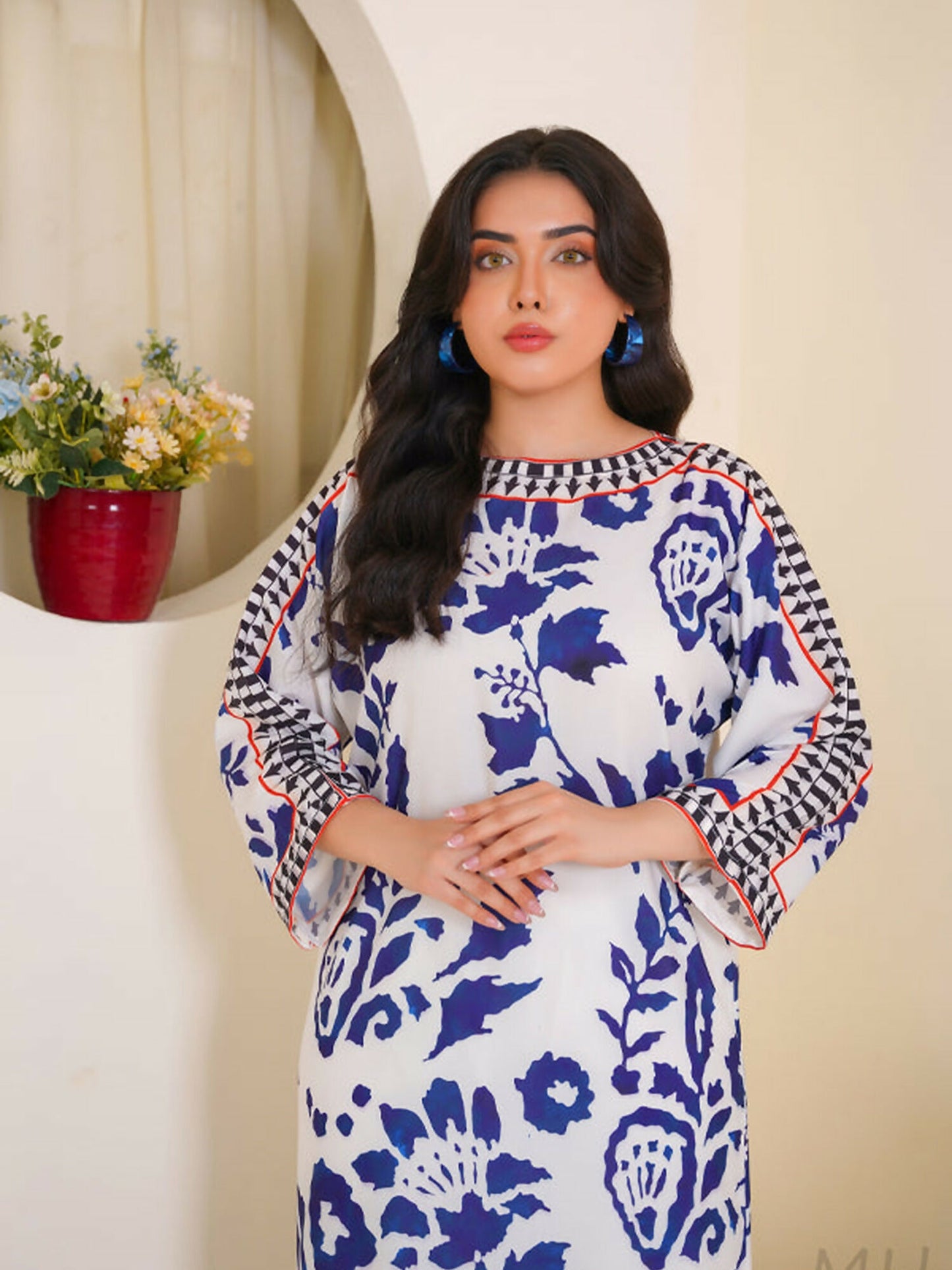MH Cloth House Poly Lawn Printed Stitched 2-Piece Suit-Mahrokh