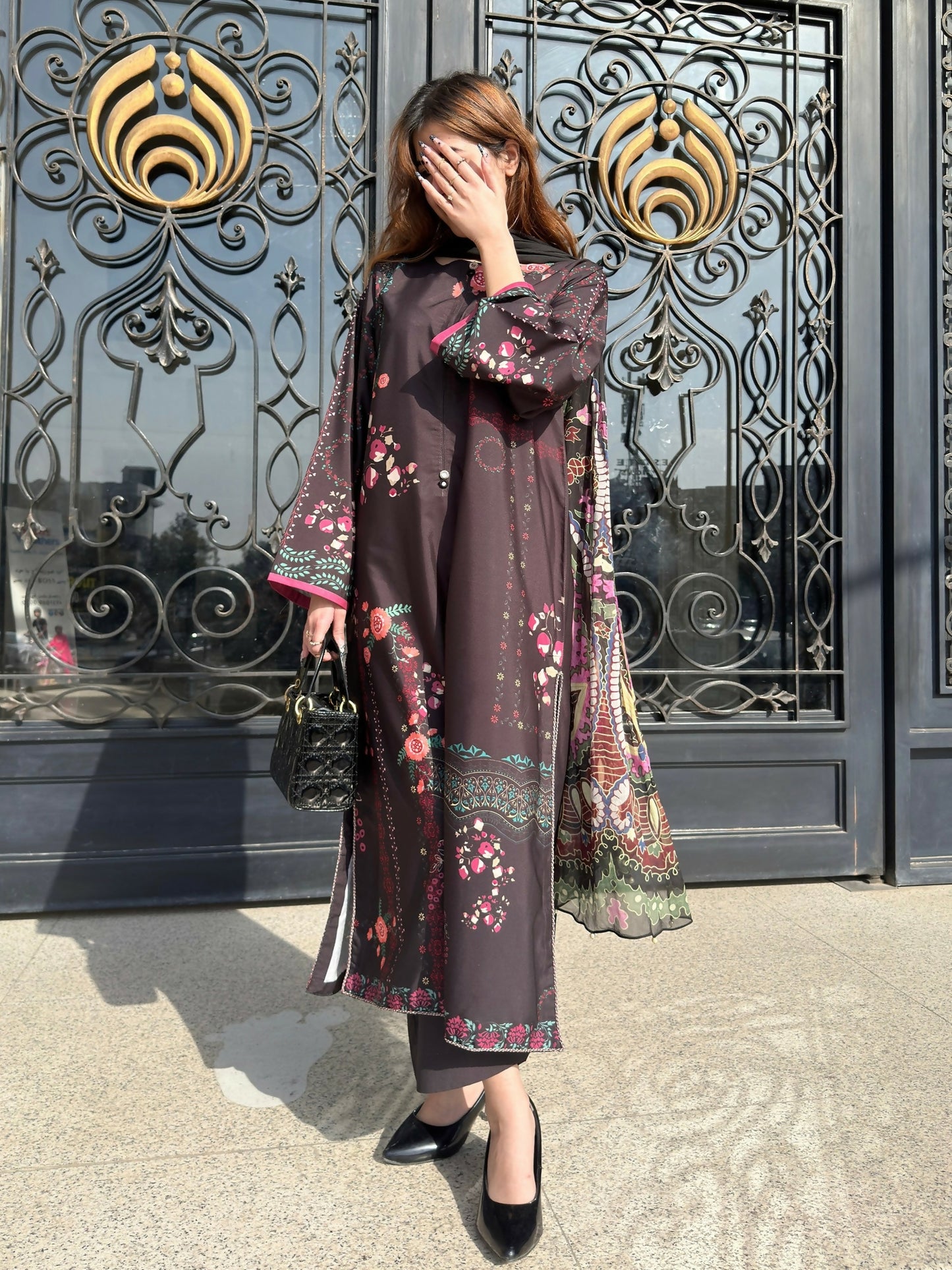 Sehrish Kanwal K-Ord Crepe Printed Co-Ord Set-Slate