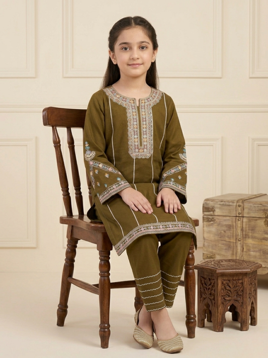 Olive Bin Shaukat Pima Lawn Embroidered Stitched 2-Piece Suit