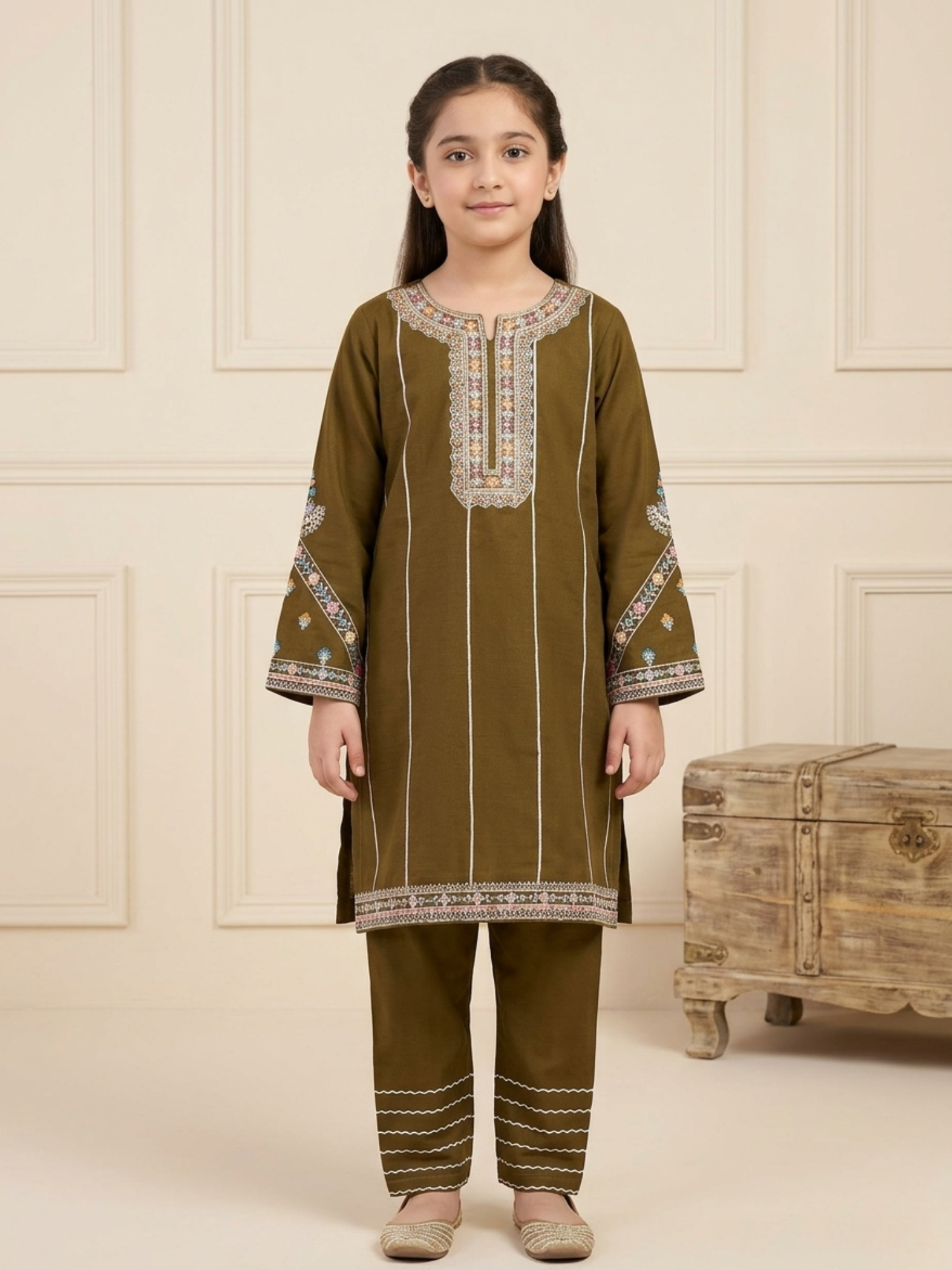 Olive Bin Shaukat Pima Lawn Embroidered Stitched 2-Piece Suit