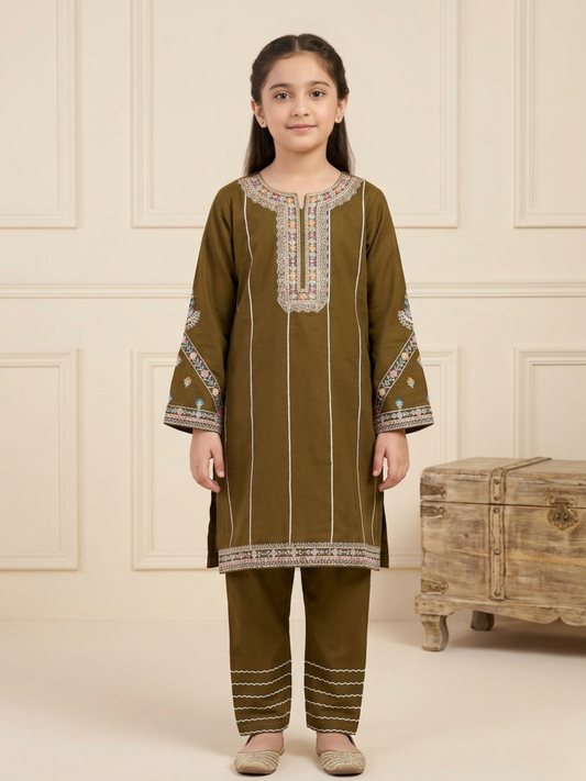Olive Bin Shaukat Pima Lawn Embroidered Stitched 2-Piece Suit