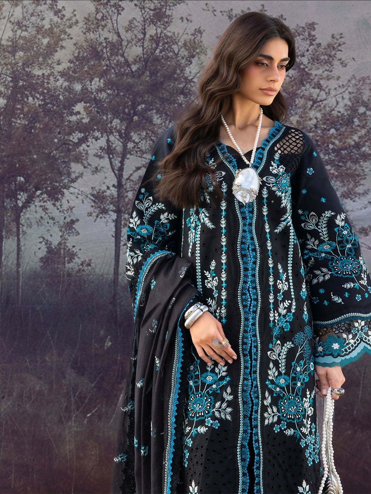 Mahnur Sirene Luxury Lawn'26 Embroidered Stitched 3-Piece Suit-S-16