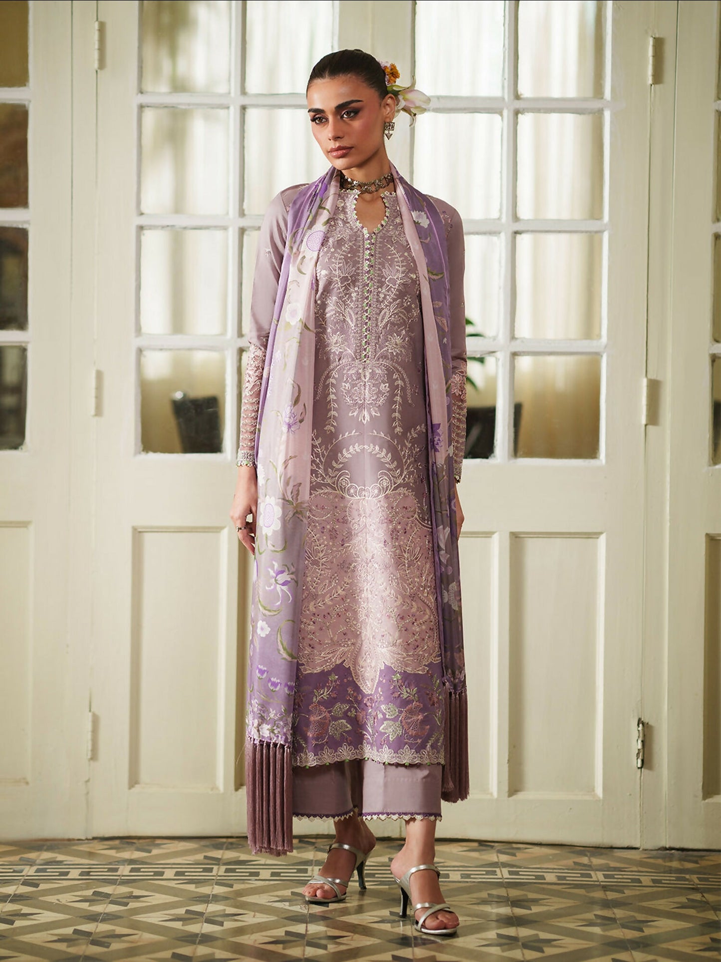 Binilyas Heritage Dore Summer'26 Lawn Embroidered Unstitched 3-Piece Suit-177-B