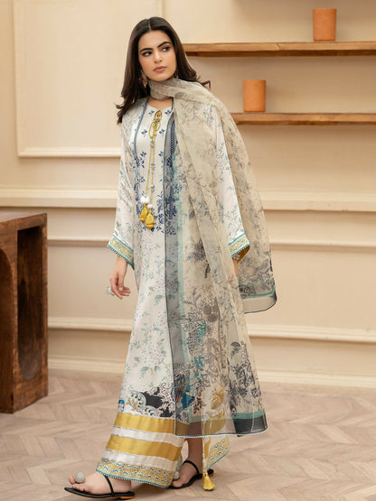 Shiza Hassan Miha Luxury Pret Satin Silk Printed 2-Piece Suit-Izel