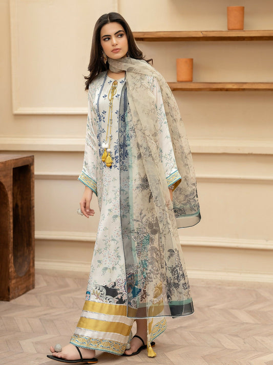 Shiza Hassan Miha Luxury Pret Satin Silk Printed 2-Piece Suit-Izel