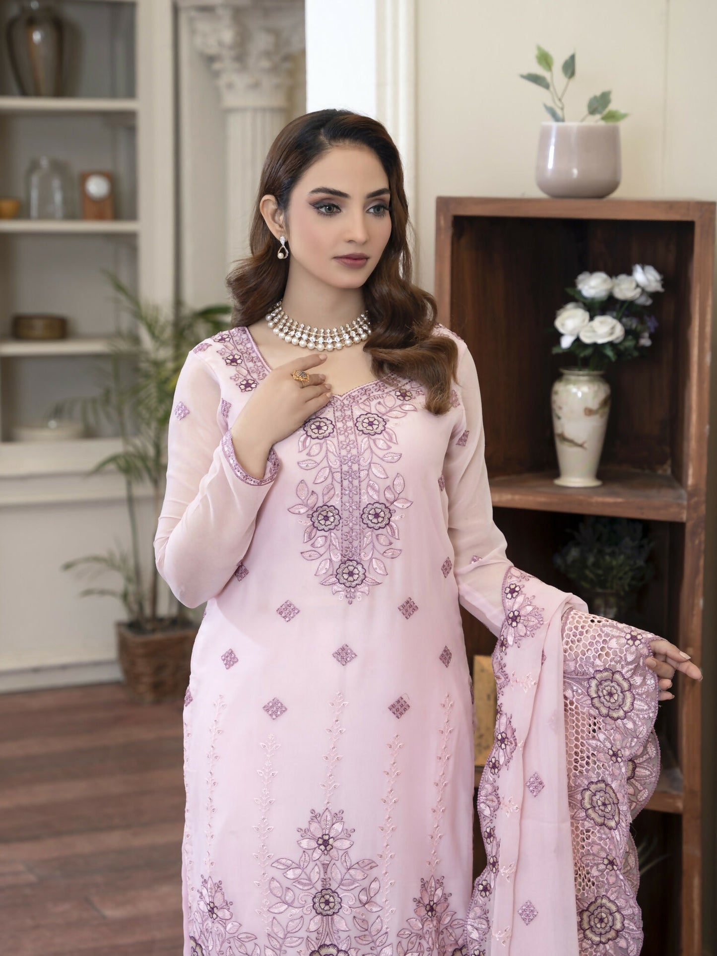 Noori Chiffon Embroidered Unstitched 3-Piece Suit