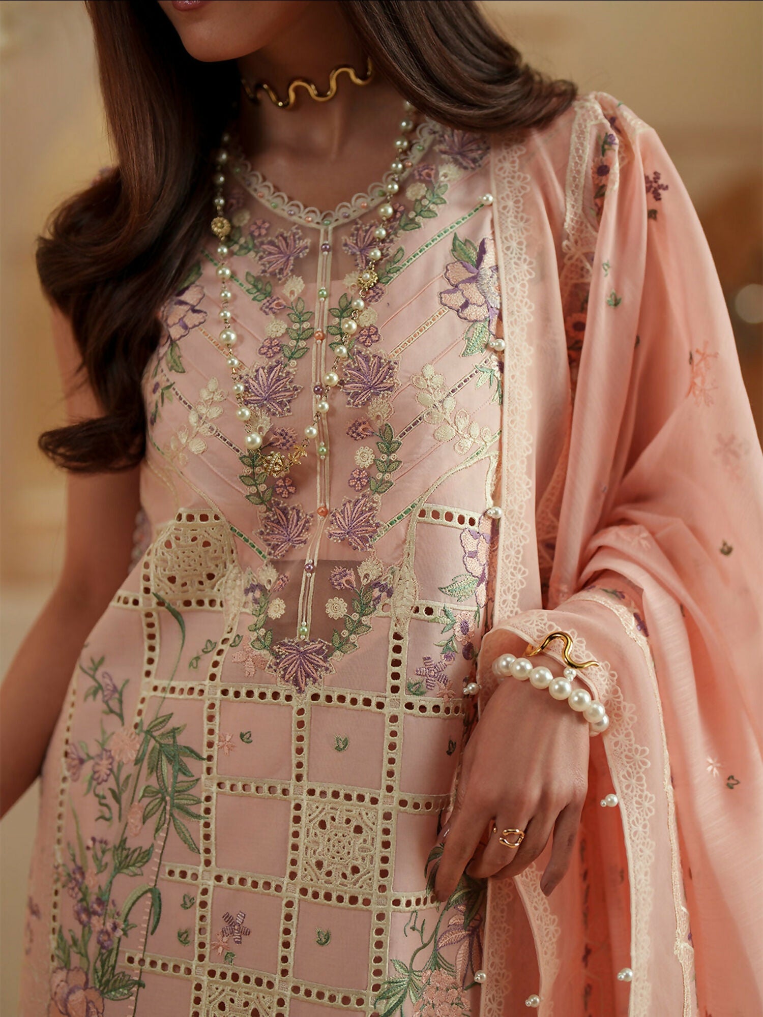 Binilyas Mashriq Luxury Lawn'26 Embroidered Unstitched 3-Piece Suit-D-111-B