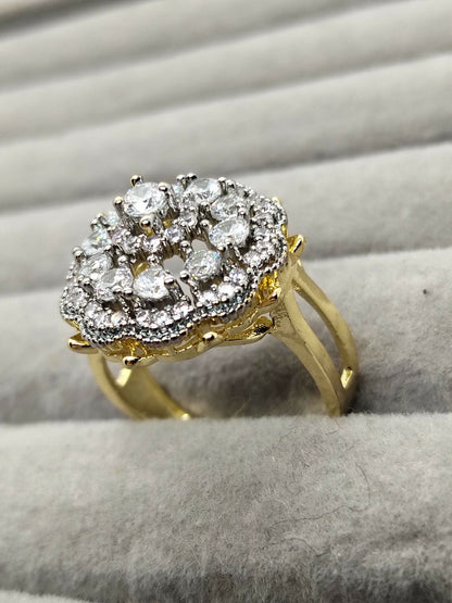 H&A Jewellery 18K Gold Polished Zircon Cluster Ring
