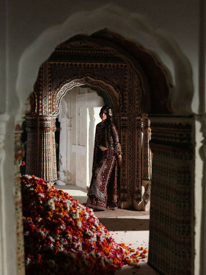 Hussain Rehar Festive Unstitched'26 Chiffon Embroidered 3-Piece Suit-Apsara