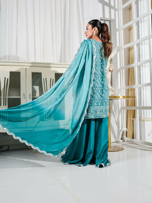 Farooq Hameed Studio Pariza Lux Festive'25 Organza Embroidered Stitched 3-Piece Suit-Jeseria