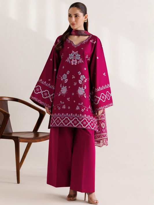 Panache Apparel Mistfall Vol II Cotton Embroidered Stitched Suit-Avelis
