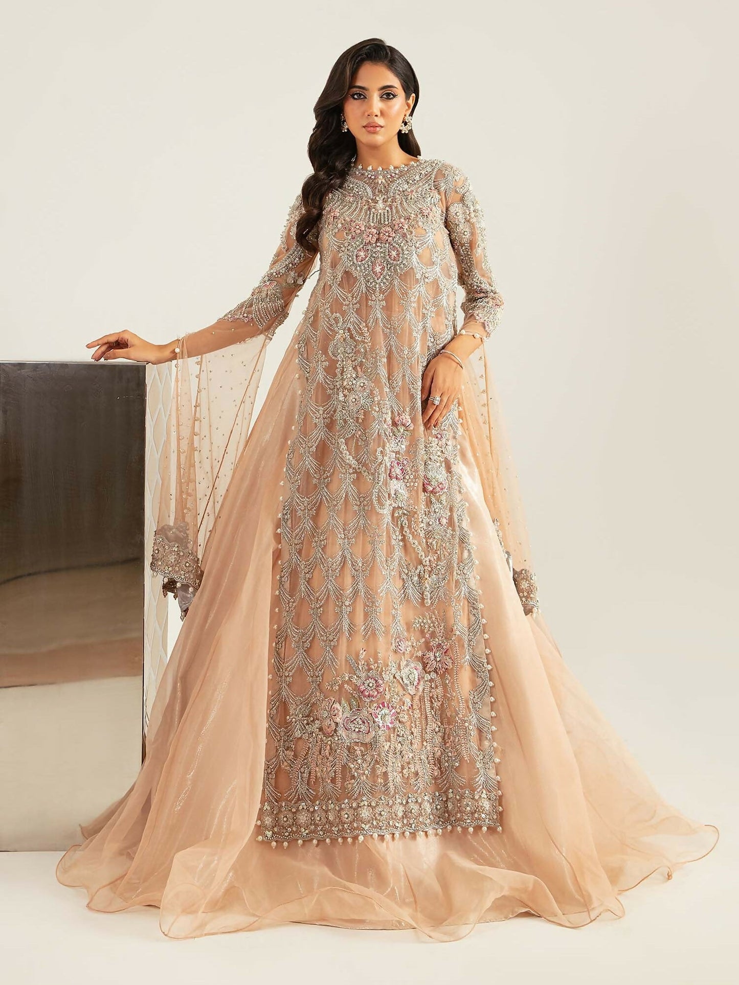 Shiza Hassan Aurora Formals Net Embellished Stitched 2-Piece Suit-Florian