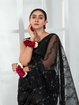 Imran Aftab Lux Winter Wedding Organza Embroidered Unstitched Saree IASC 25