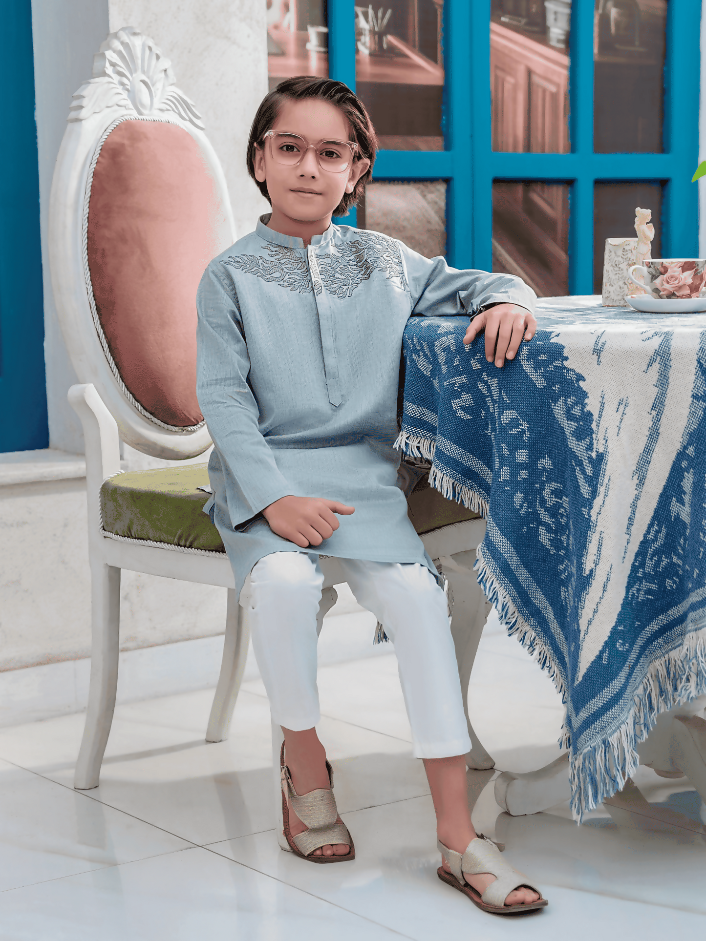 Velvour Boys Cotton Embroidered Stitched Kurta-VB202-A