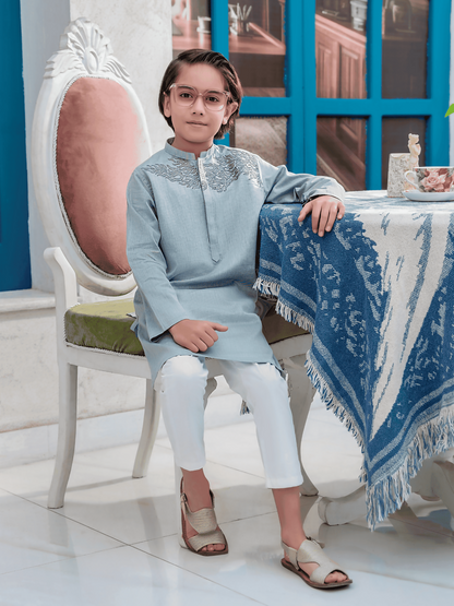 Velvour Boys Cotton Embroidered Stitched Kurta-VB202-A